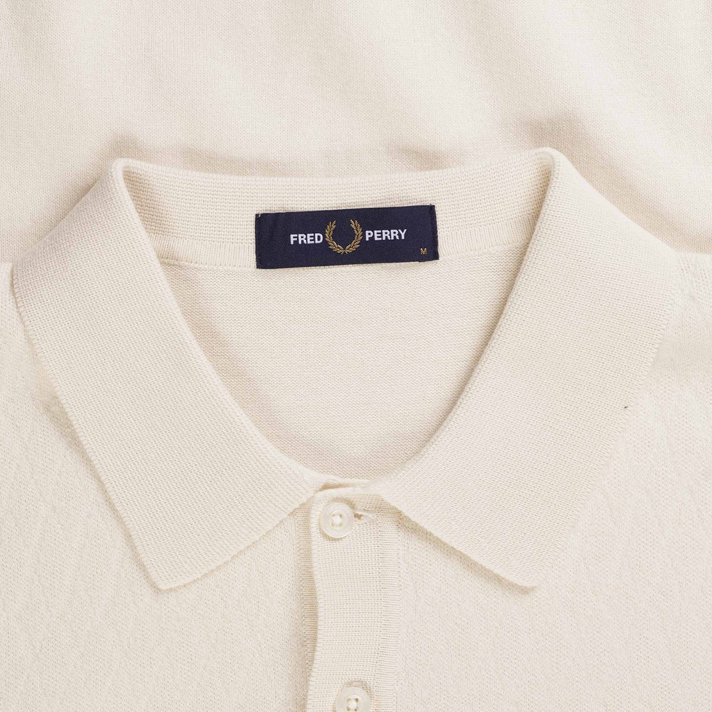 Fred Perry Tonal Panel Knitted Shirt - Ecru