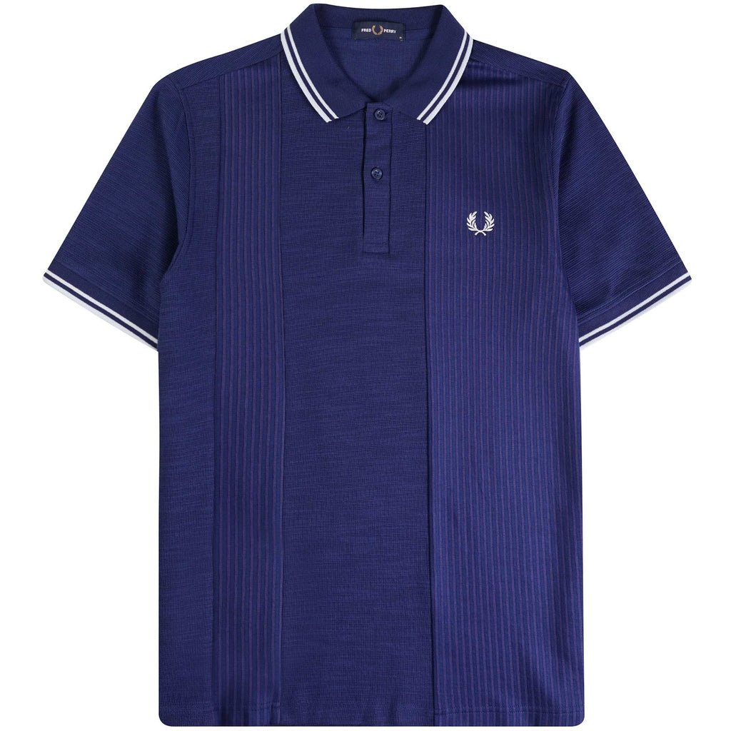 Fred Perry Seersucker Panel Polo Shirt - French Navy
