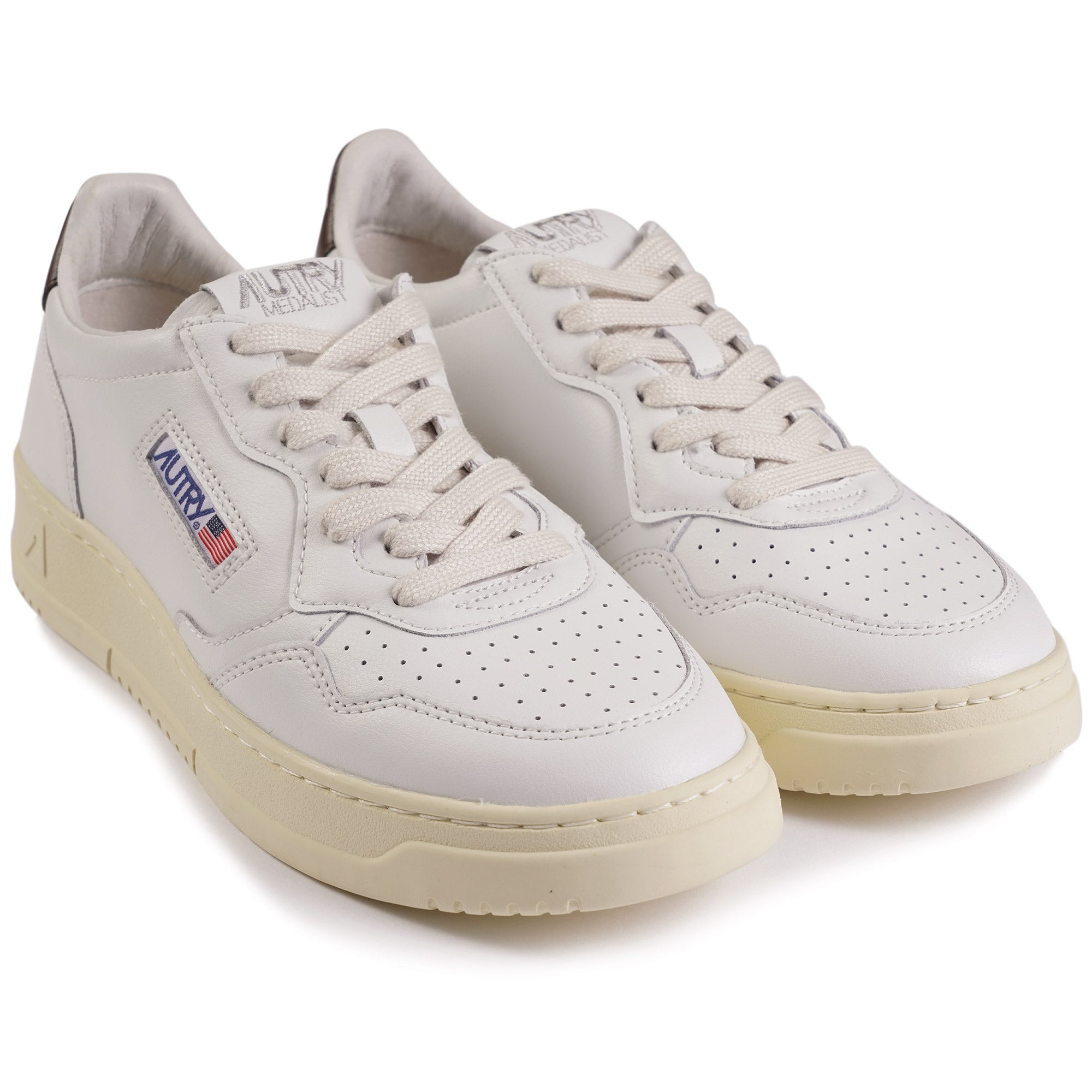 Autry Medalist Low Sneaker - White and Brown