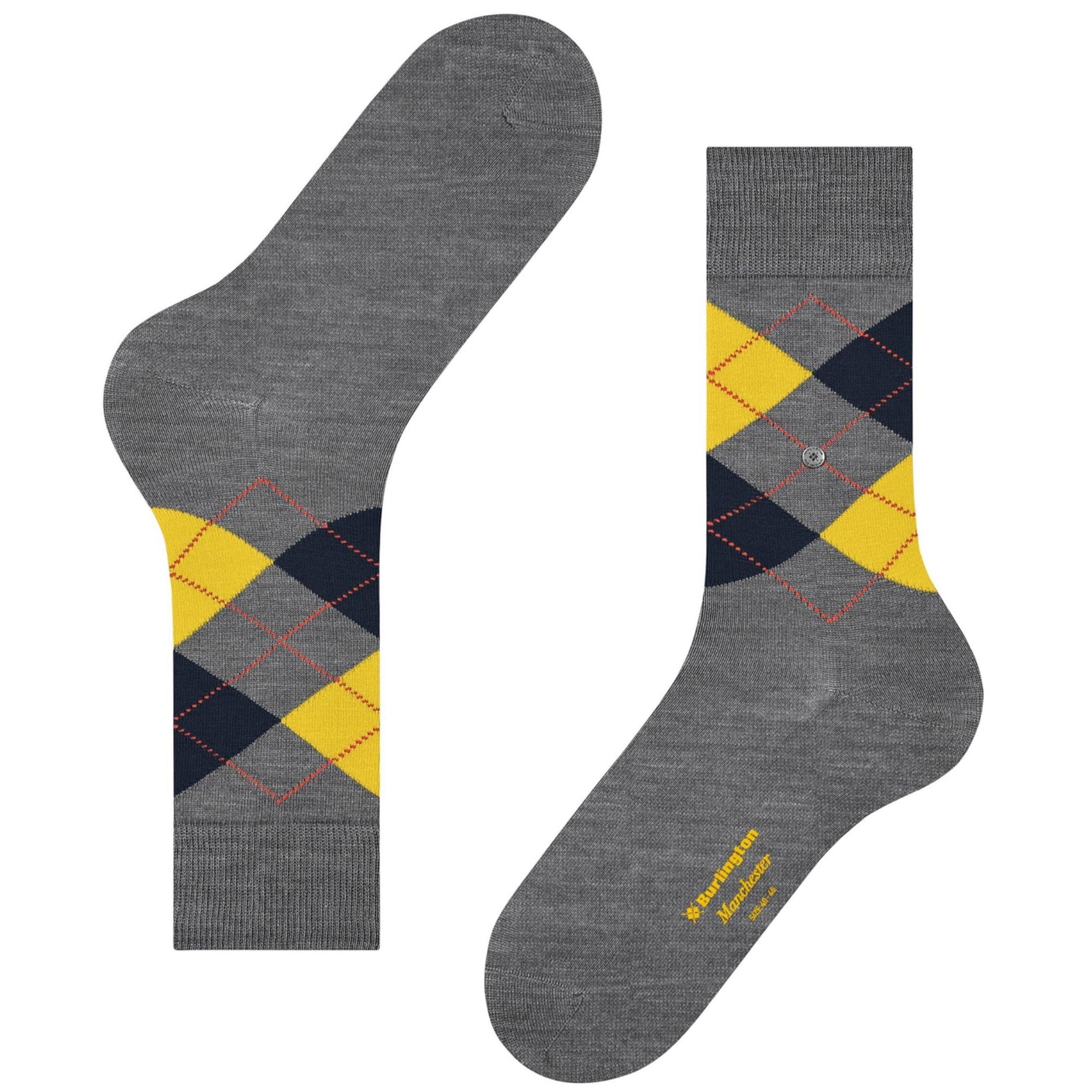 Burlington Socks Manchester Socks - Navy and Yellow