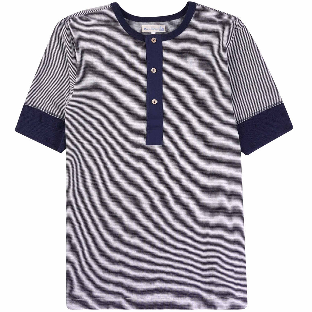 Merz b Schwanen Henley T-Shirt - Ink and Natural
