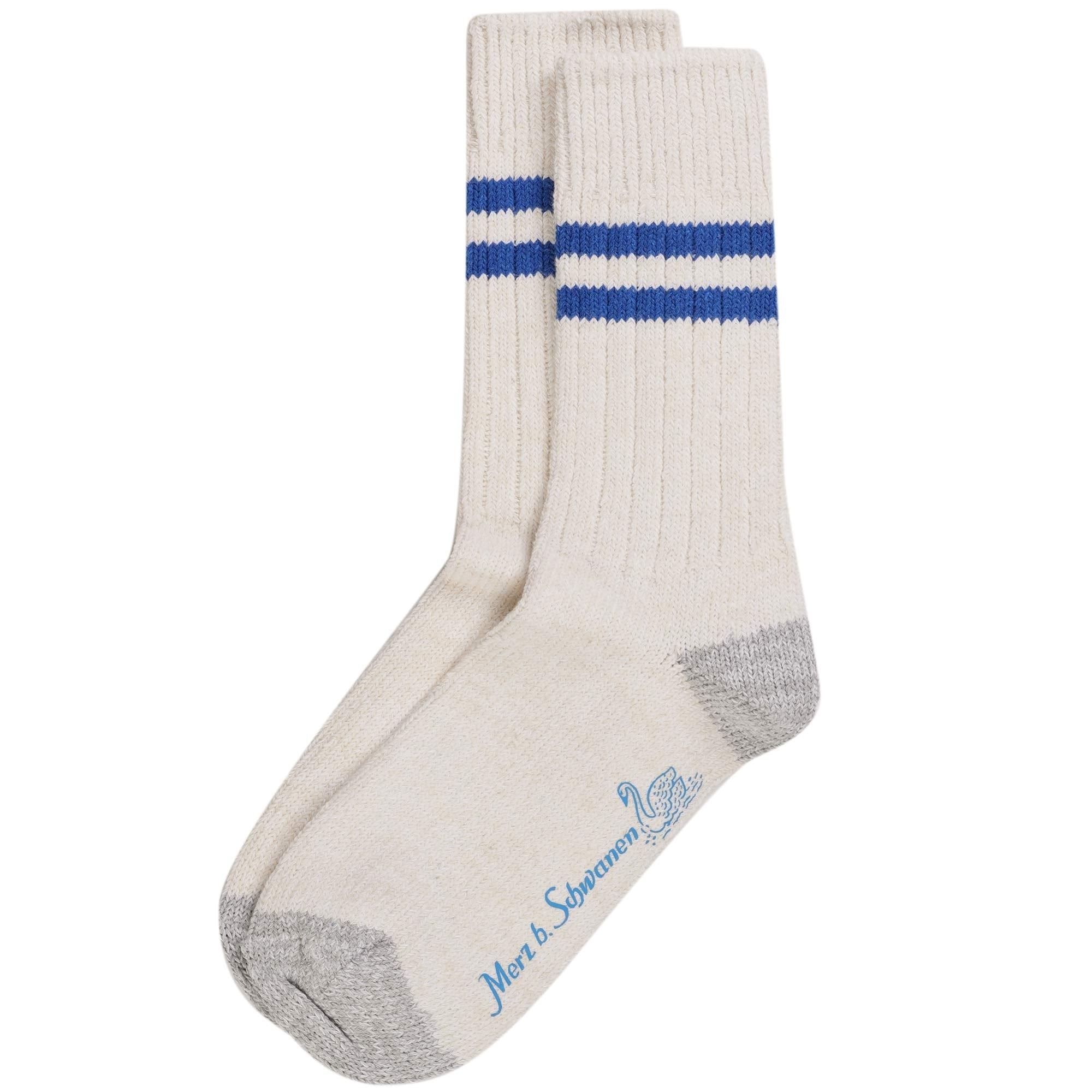 Merz b Schwanen Good Basics Stripe Socks - Natural/Blue