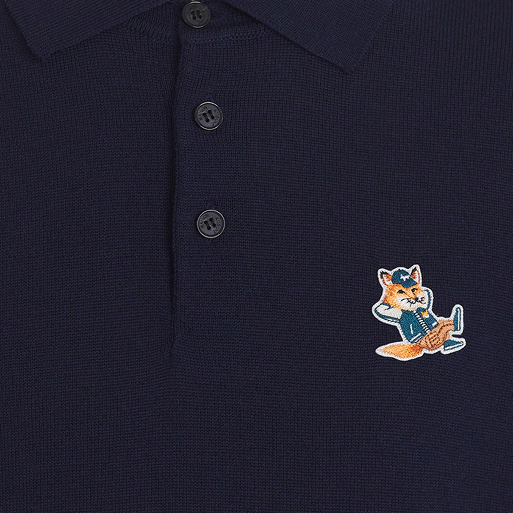 Maison Kitsune Dressed Fox Patch Regular Polo Jumper - Navy
