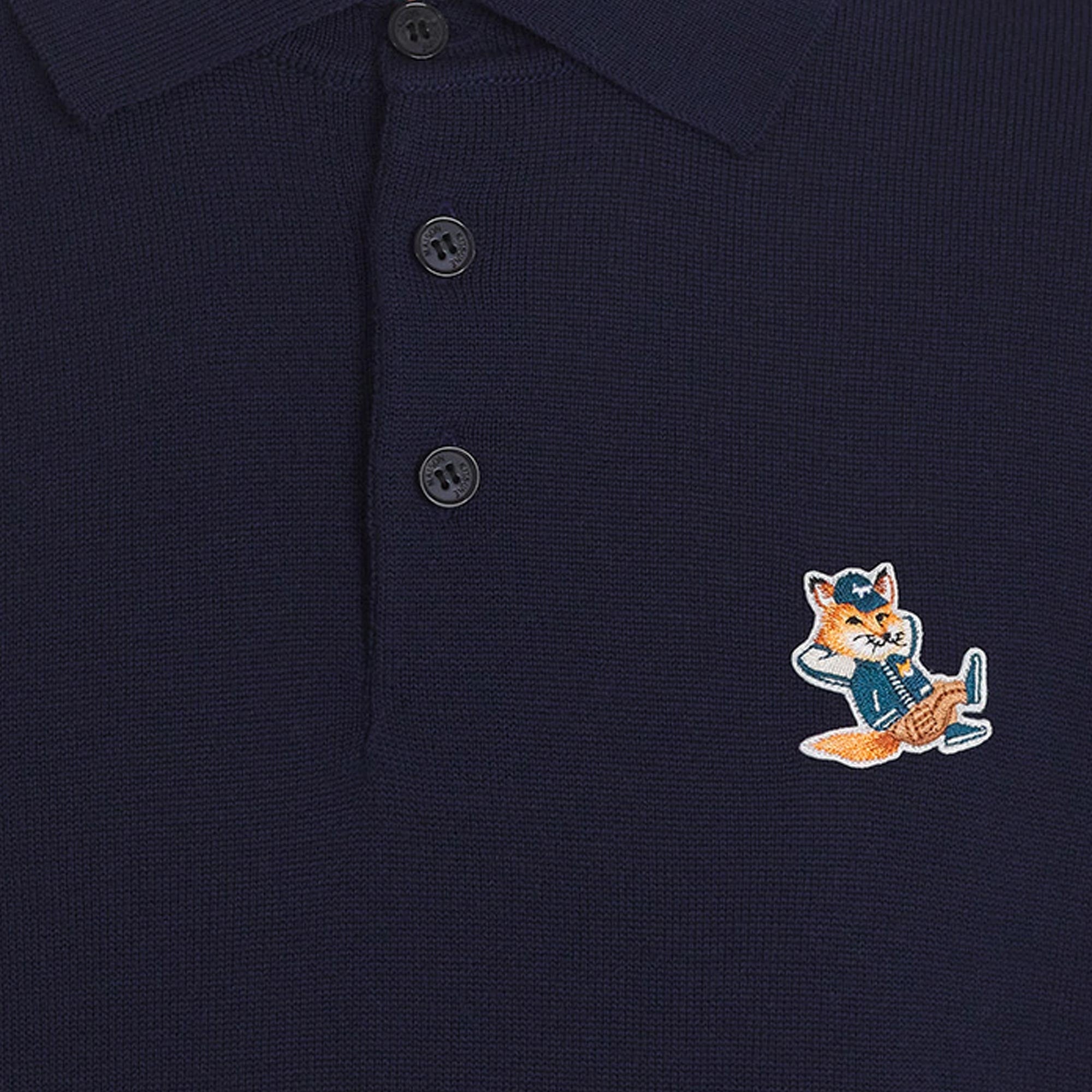 Maison Kitsune Dressed Fox Patch Regular Polo Jumper - Navy