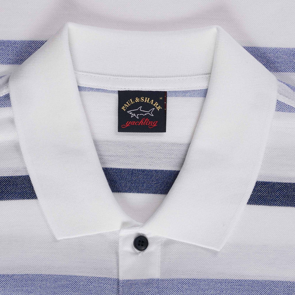Paul and Shark Stripe Polo Shirt - Blue