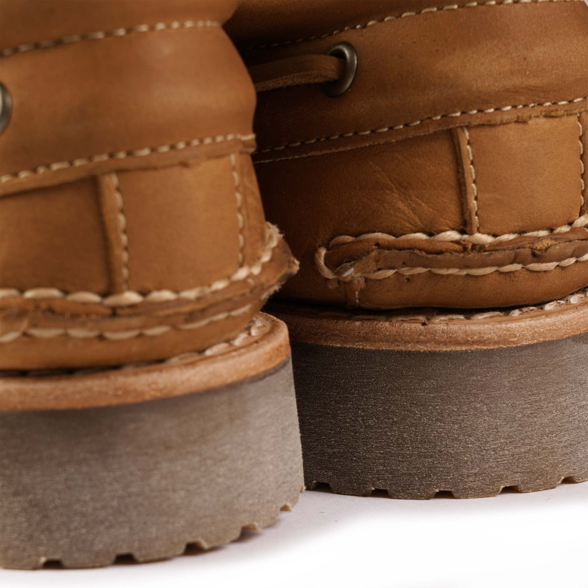 3-Eye Lug Handsewn Boat Shoe - Tan Brown