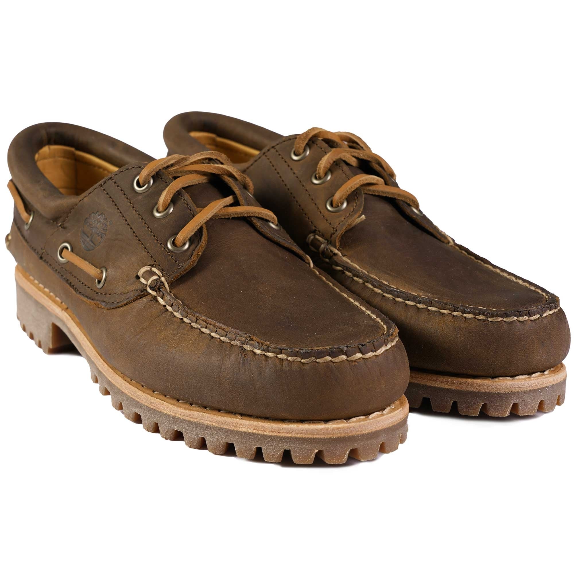 Timberland 3-Eye Lug Handsewn Boat Shoe - Mid Brown – Stuarts London