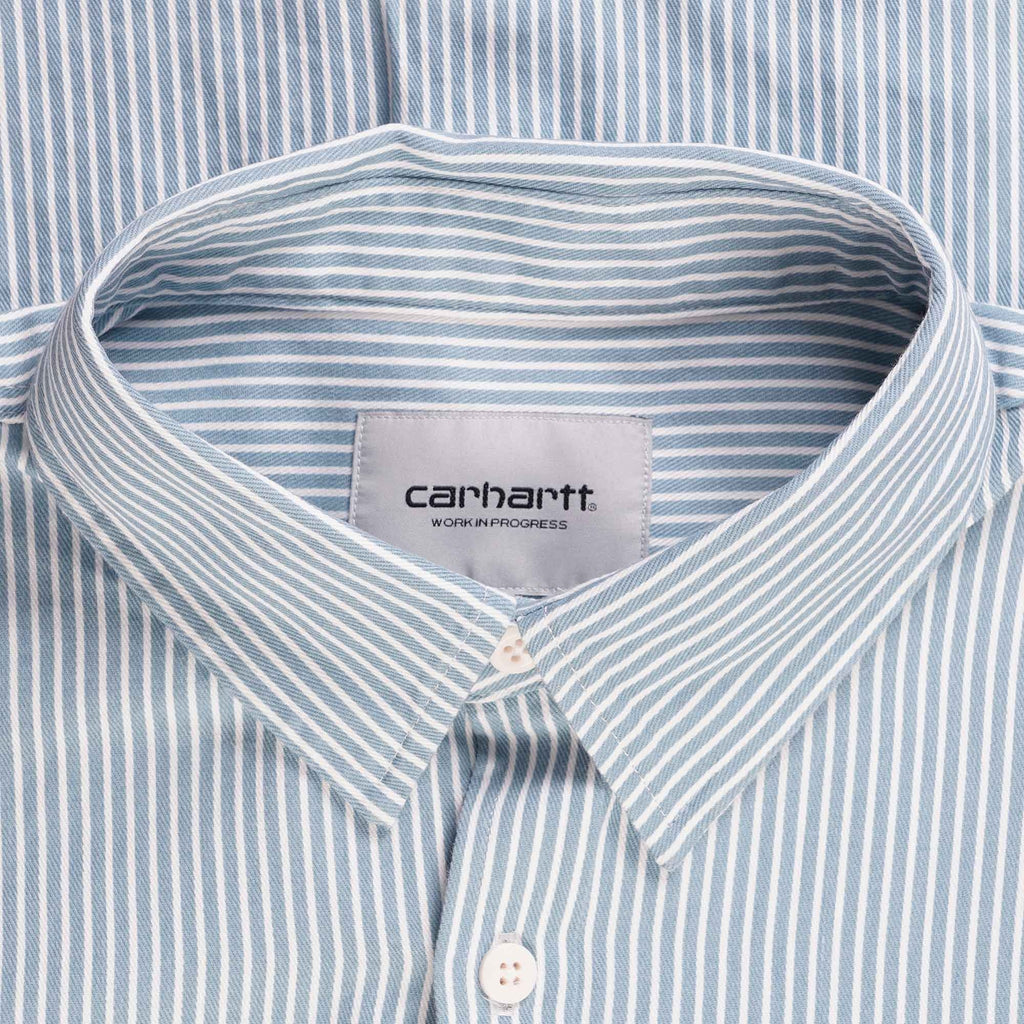Carhartt WIP Terrell Logo-Appliqud Striped Cotton-Twill Shirt - Bleach
