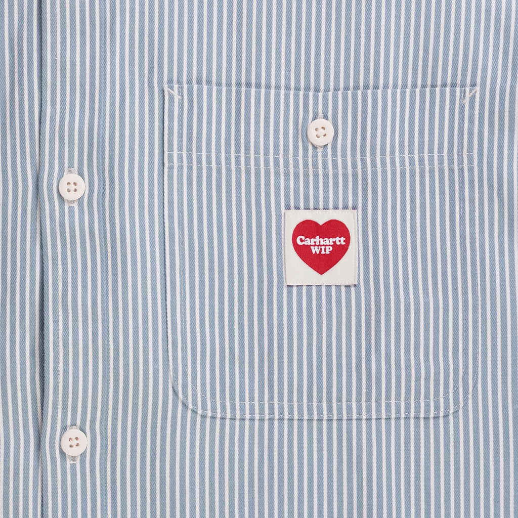 Carhartt WIP Terrell Logo-Appliqud Striped Cotton-Twill Shirt - Bleach