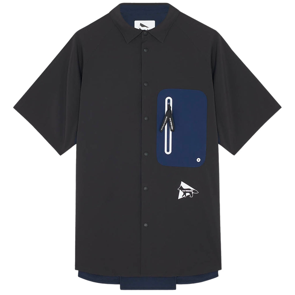 And Wander x Maison Kitsun Hiking Shirt - Black