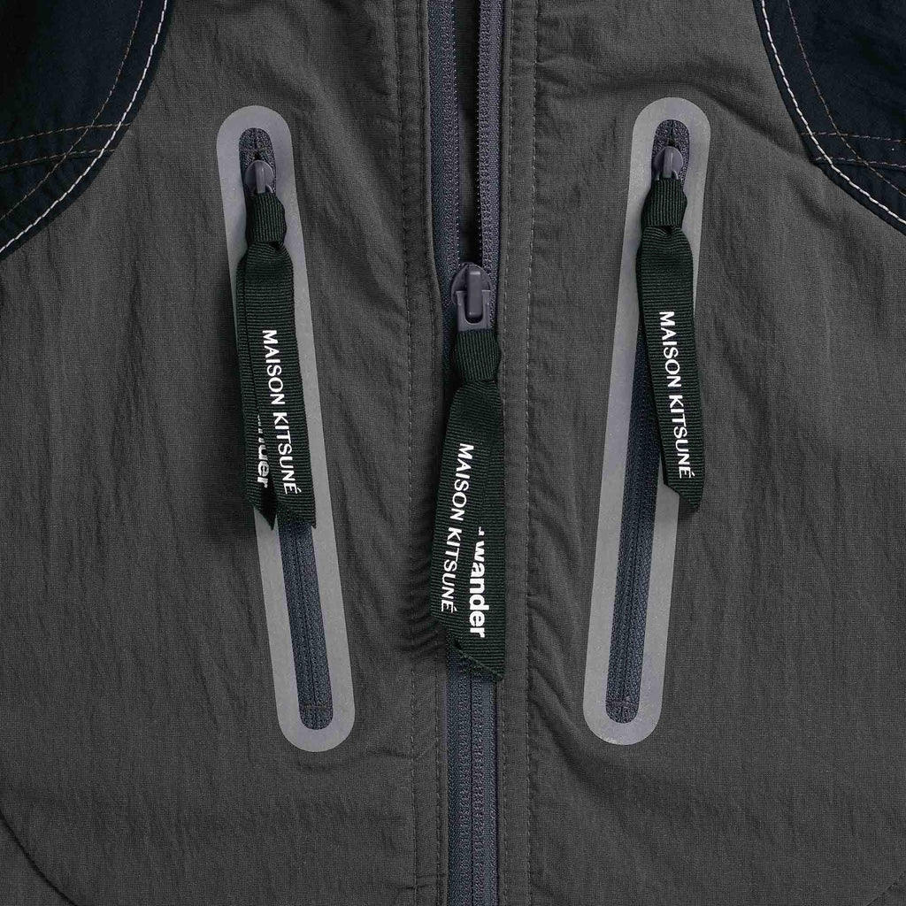 And Wander x Maison Kitsun Hiking Set Up Hooded Jacket - Black