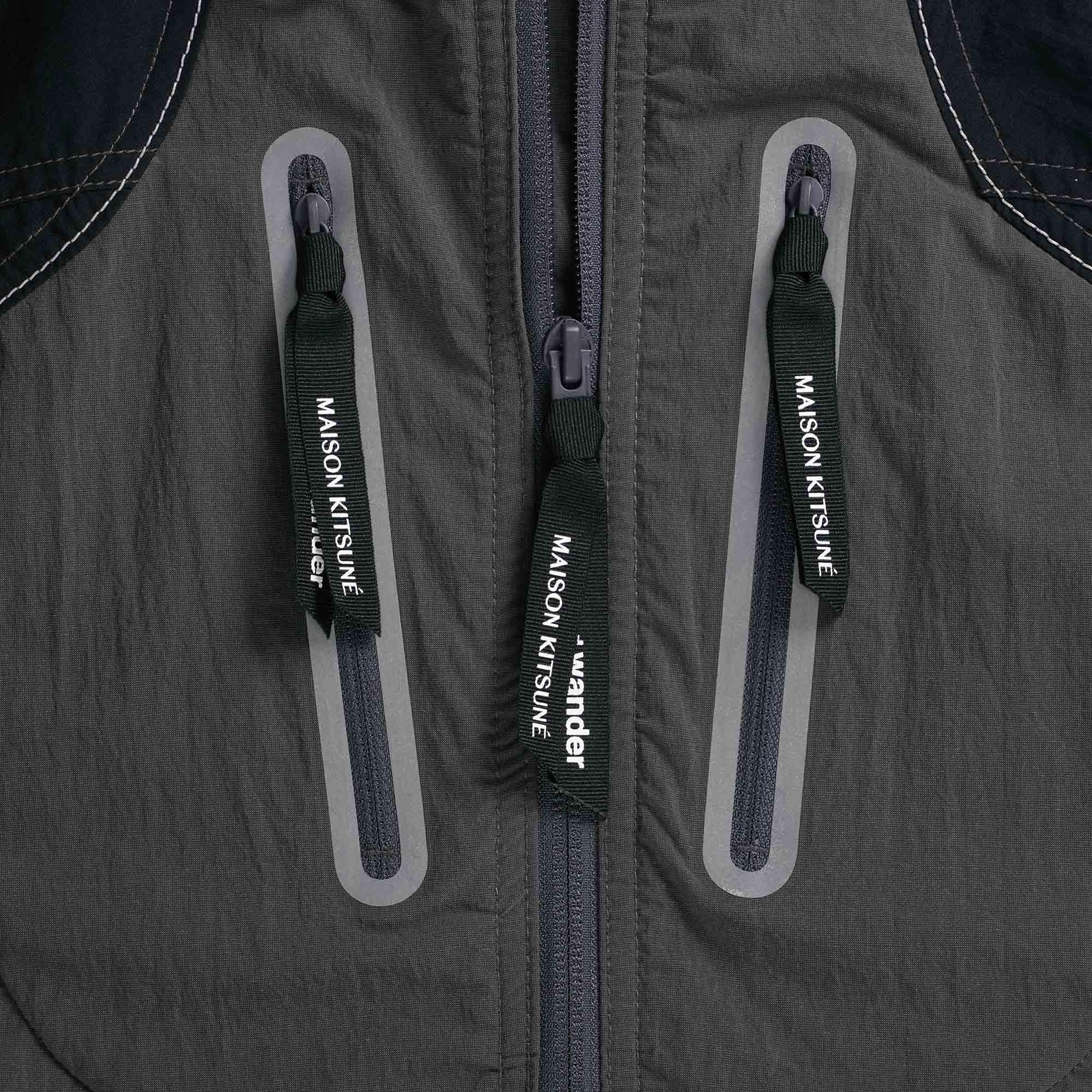 And Wander x Maison Kitsun Hiking Set Up Hooded Jacket - Black