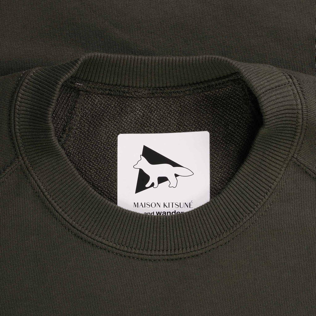 And Wander x Maison Kitsun Dry Cotton Sweatshirt - Khaki