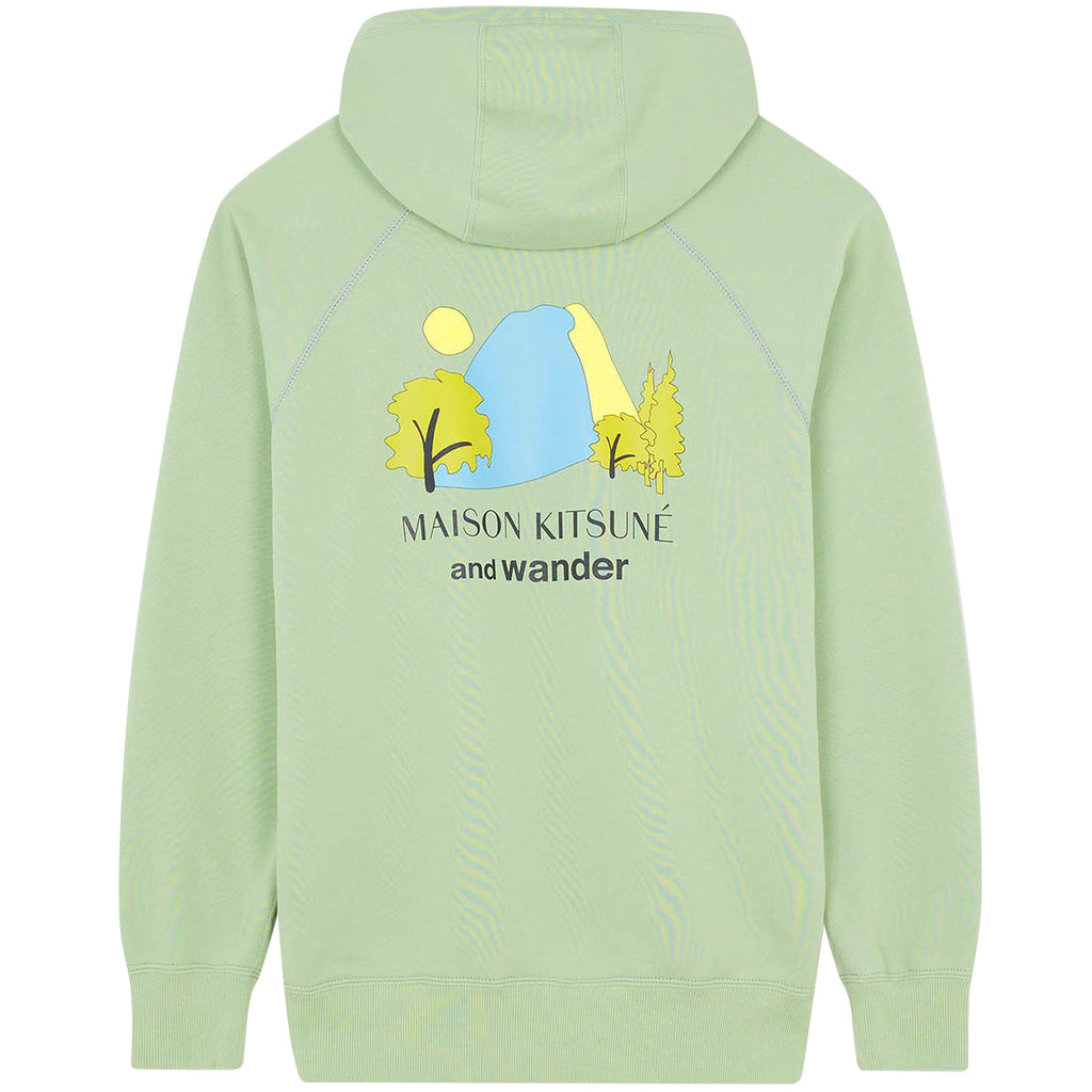 And Wander x Maison Kitsun Dry Cotton Hoodie - Green