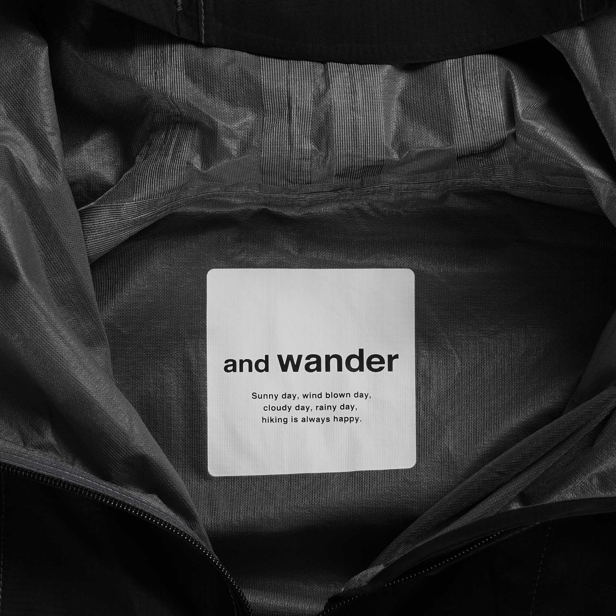 And Wander Logo-Print Ripstop Hooded Jacket - Black