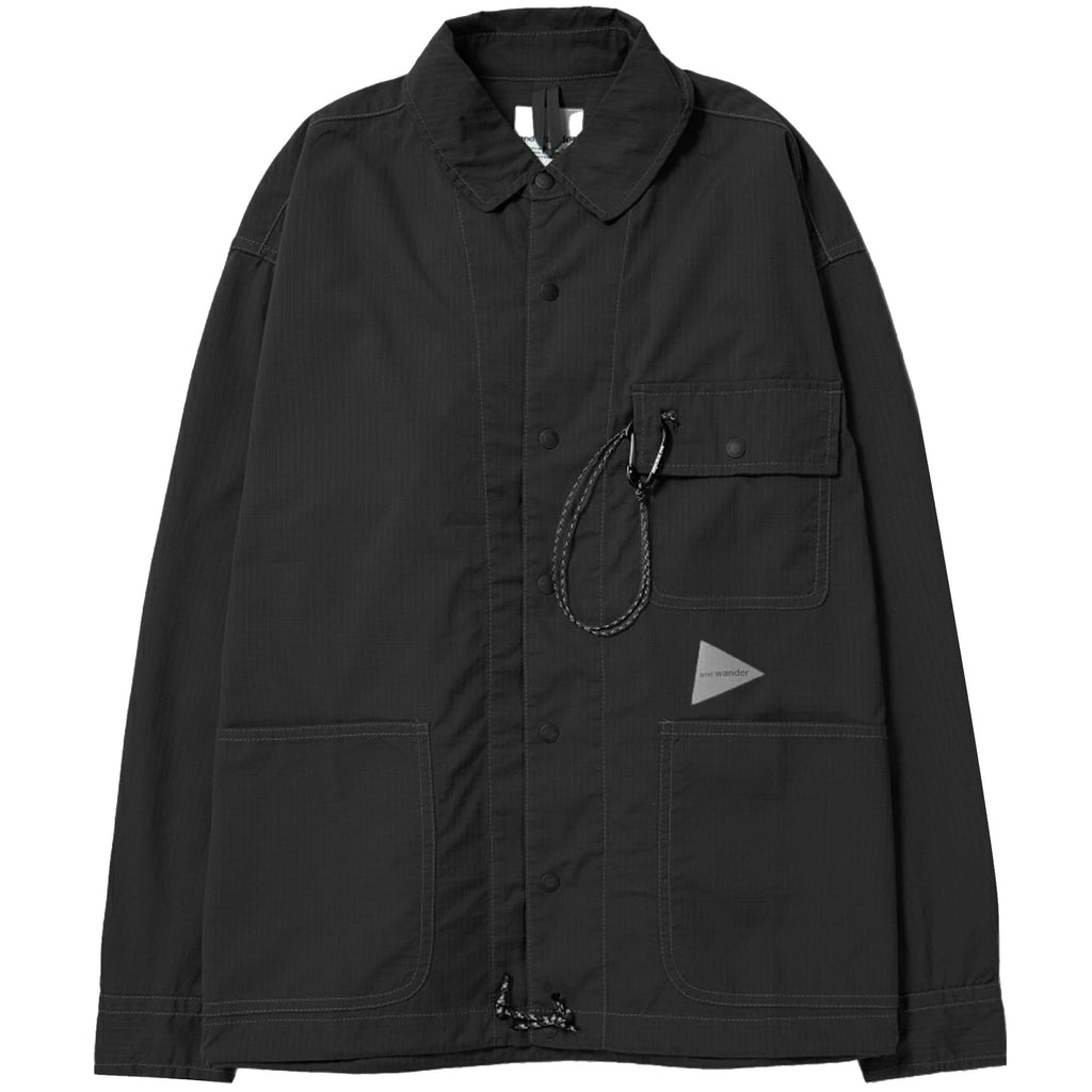 And Wander Dry Rip Cotton-Blend Shirt Jacket  - Black