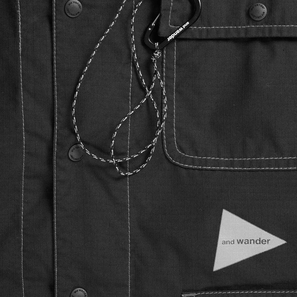 And Wander Dry Rip Cotton-Blend Shirt Jacket  - Black