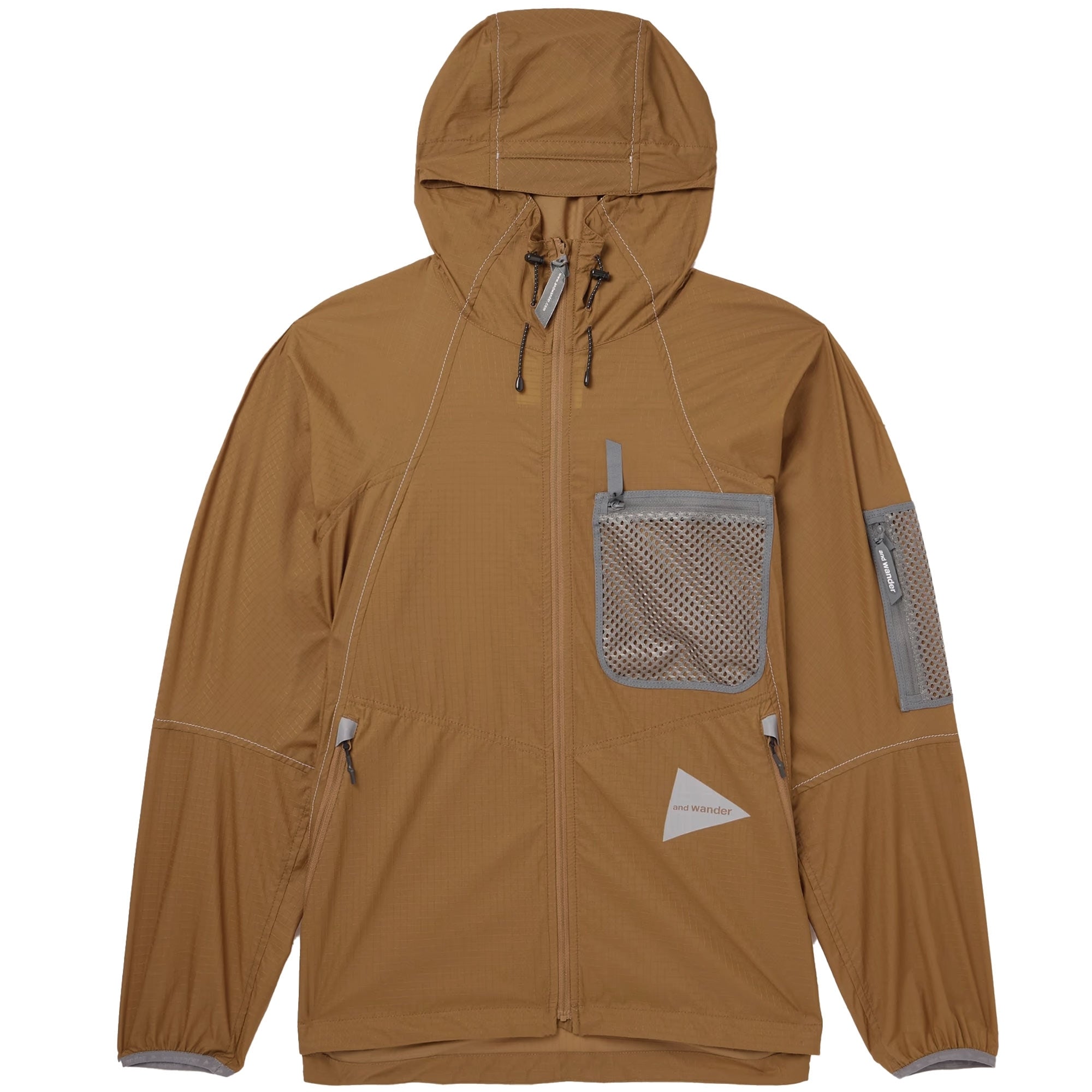 ジャケット・アウター [L]and wander Ripstop Hooded Jacket And Wander Mesh-Trimmed Ripstop Hooded Jacket - Brown – Stuarts London