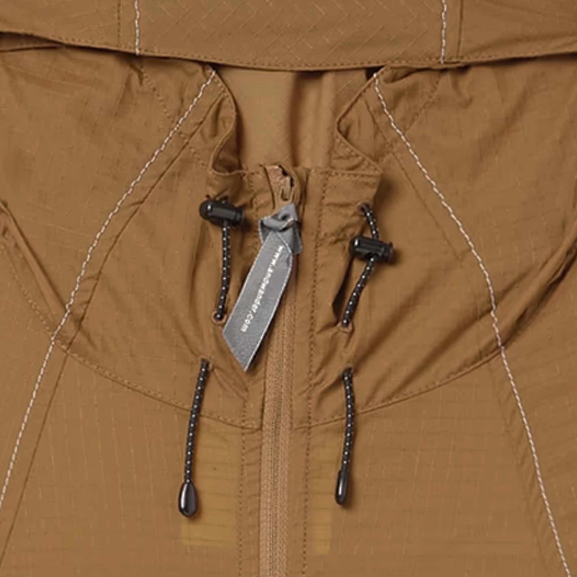 And Wander Mesh-Trimmed Ripstop Hooded Jacket - Brown