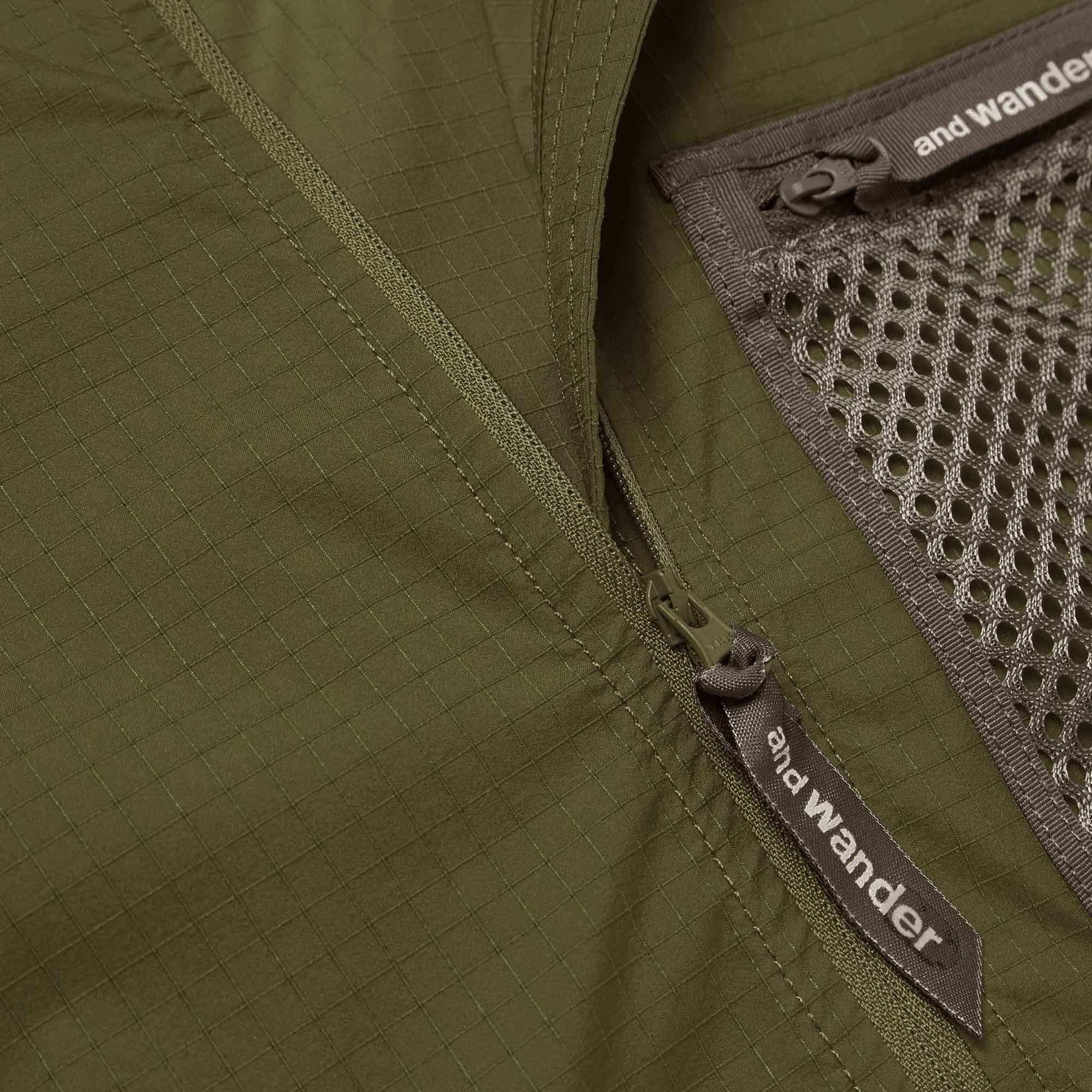 Mesh-Trimmed Ripstop Hooded Jacket - Khaki