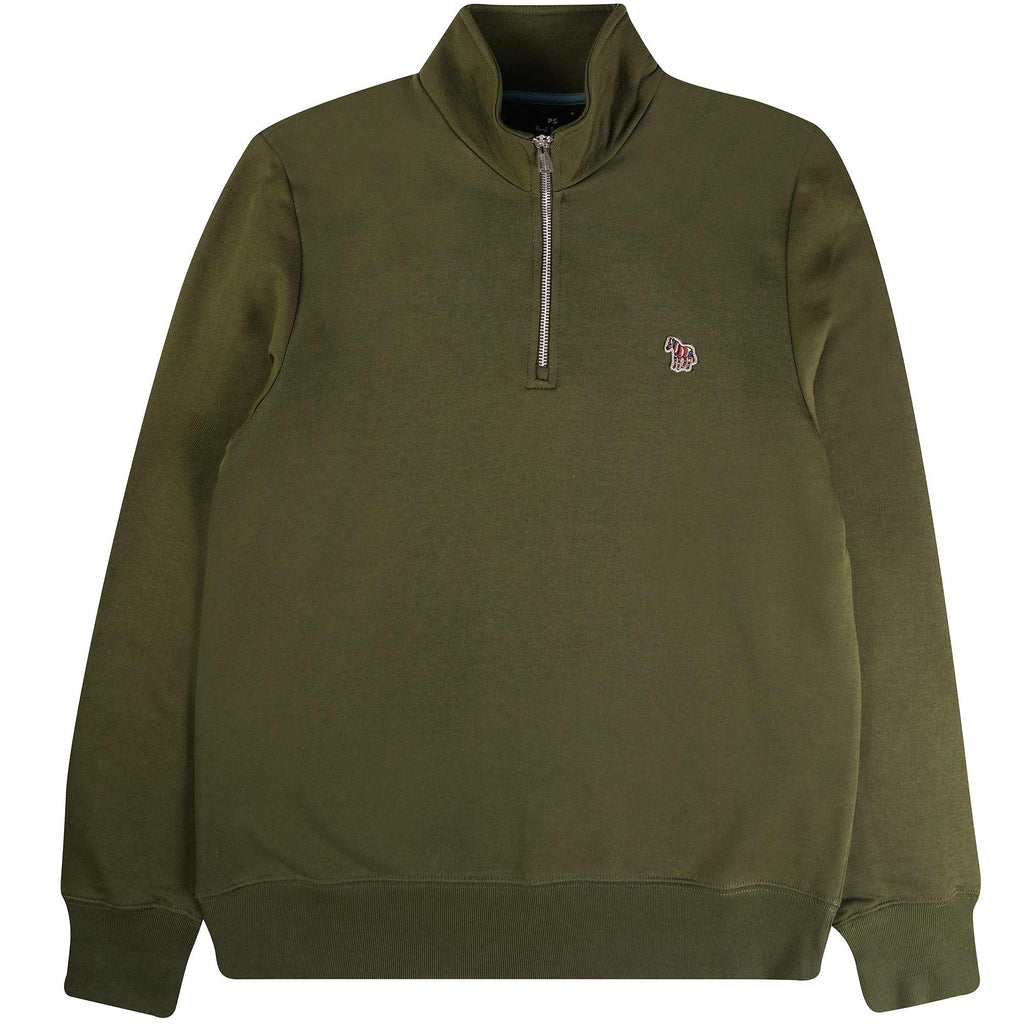 Paul Smith Zebra Logo Zip-Neck Sweatshirt - Military Green