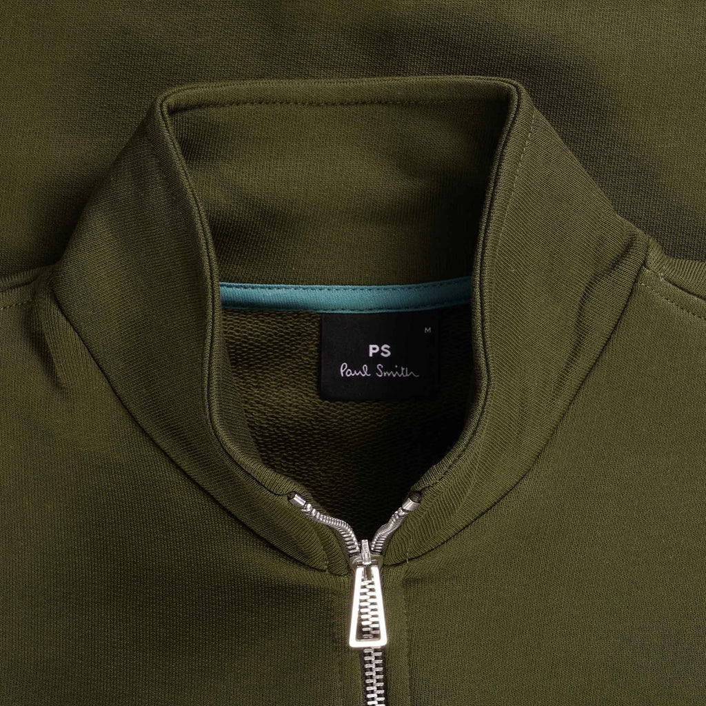 Paul Smith Zebra Logo Zip-Neck Sweatshirt - Military Green