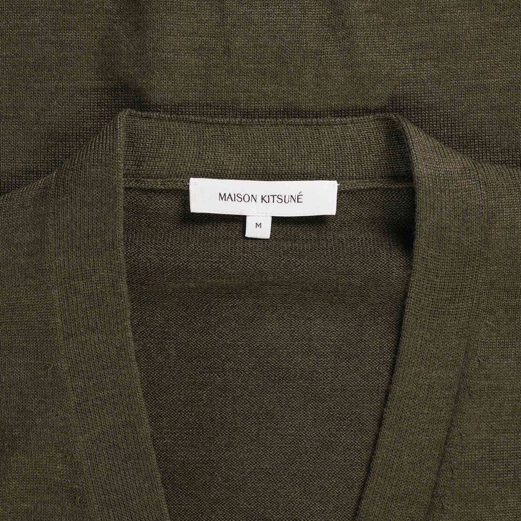 Maison Kitsune Bold Fox Head Patch Cardigan - Khaki