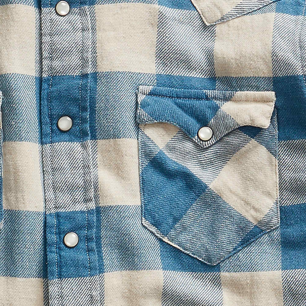 RRL by Ralph Lauren Slim Fit Plaid Twill Western Shirt - Blue Check