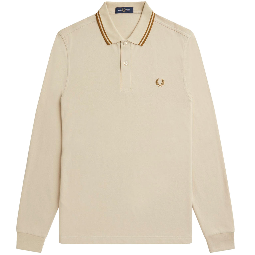 Fred Perry M3636 Long Sleeve Polo Shirt - Oatmeal