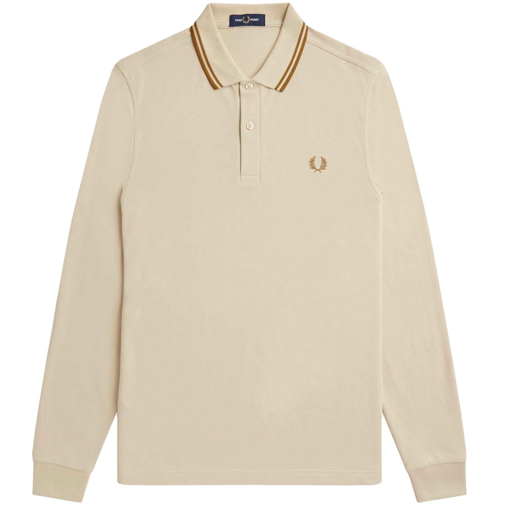 Fred Perry M3636 Long Sleeve Polo Shirt - Oatmeal