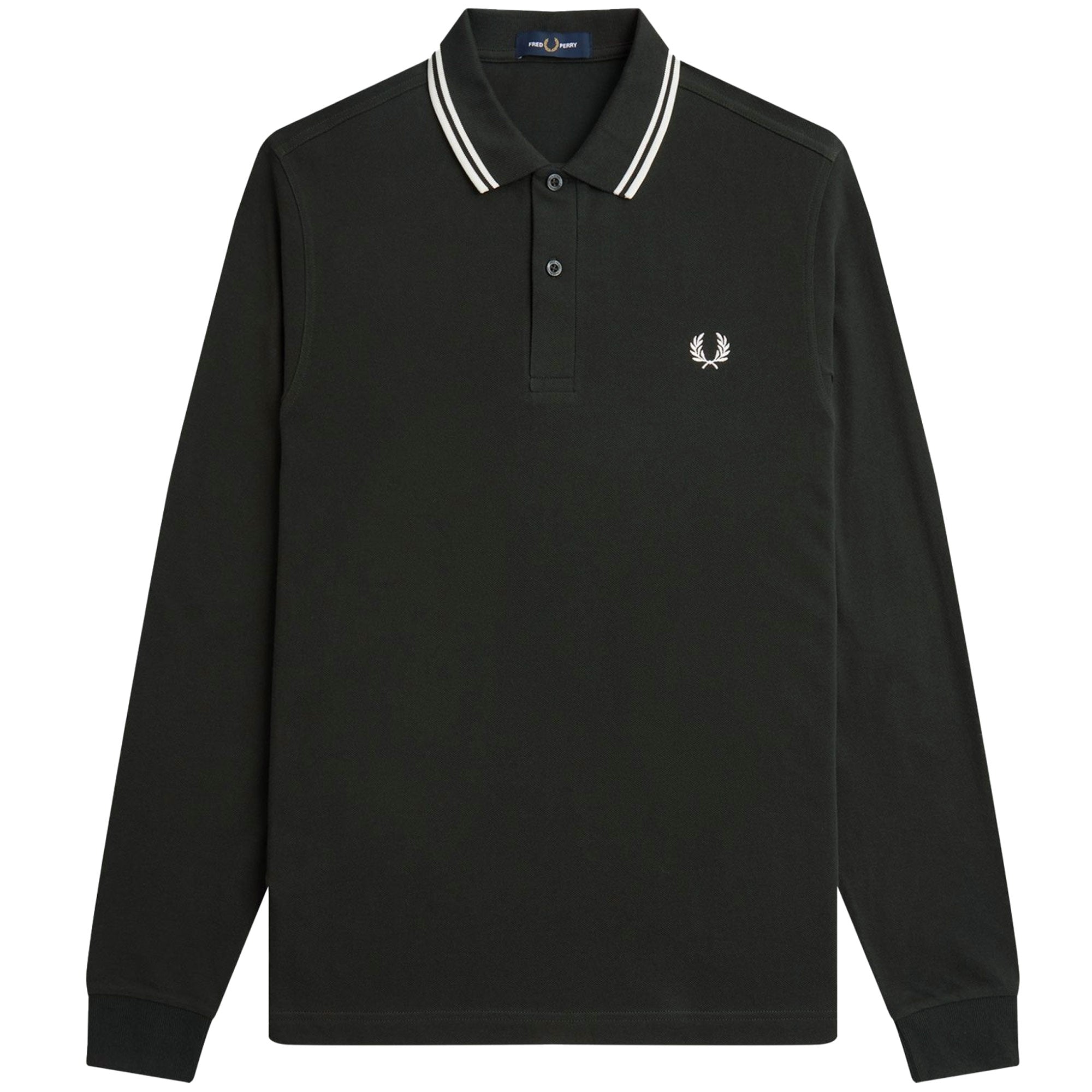 Fred Perry Long Sleeve Polo Shirt - Night Green - M3636-T50