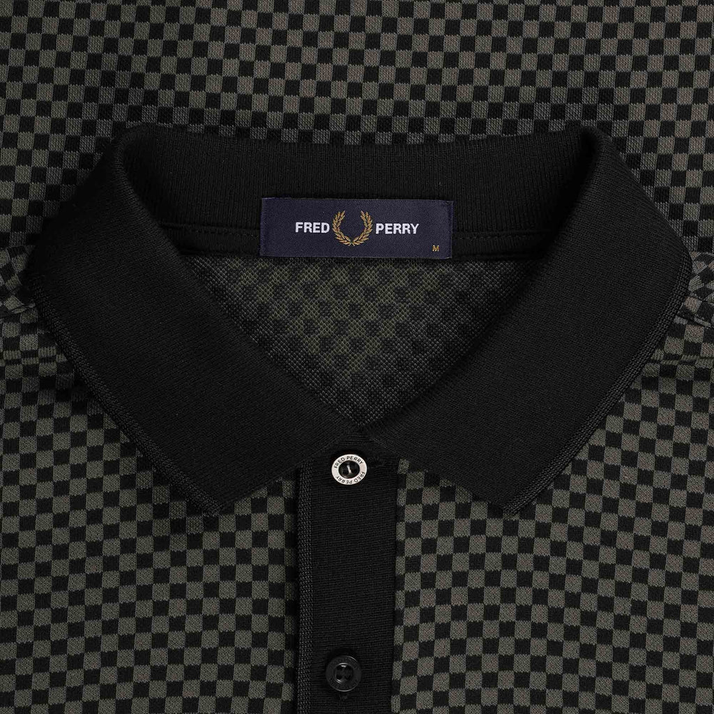 Fred Perry Micro Chequerboard Polo Shirt - Black