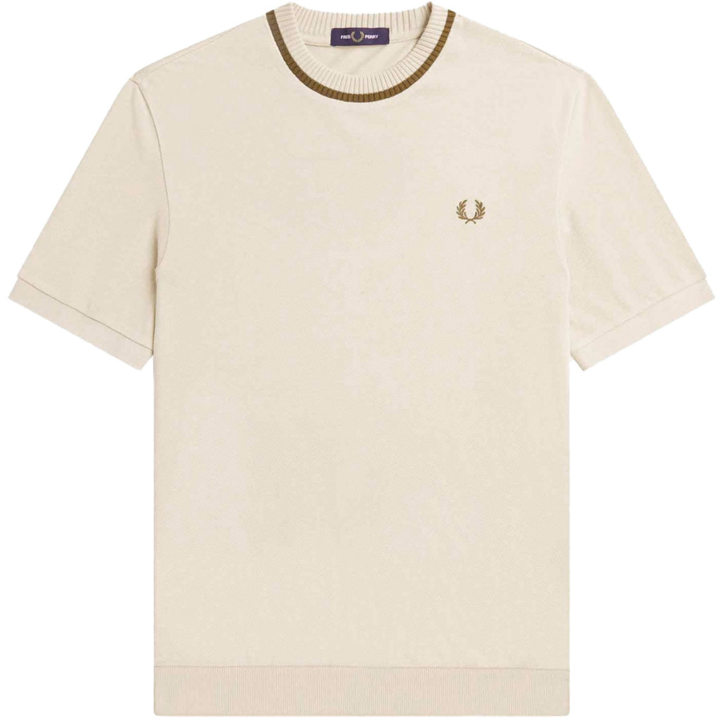 Fred Perry Crew Neck Piqu  T-Shirt - Oatmeal