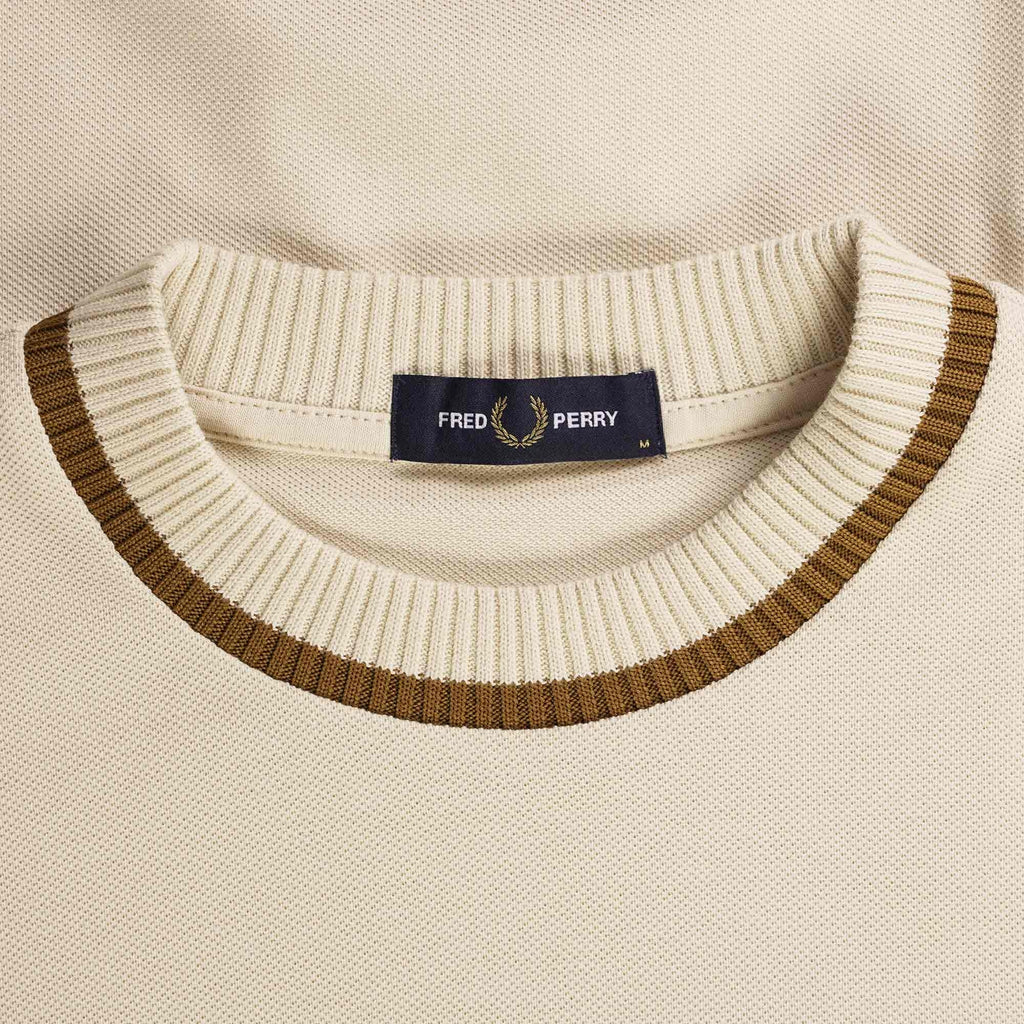 Fred Perry Crew Neck Piqu  T-Shirt - Oatmeal