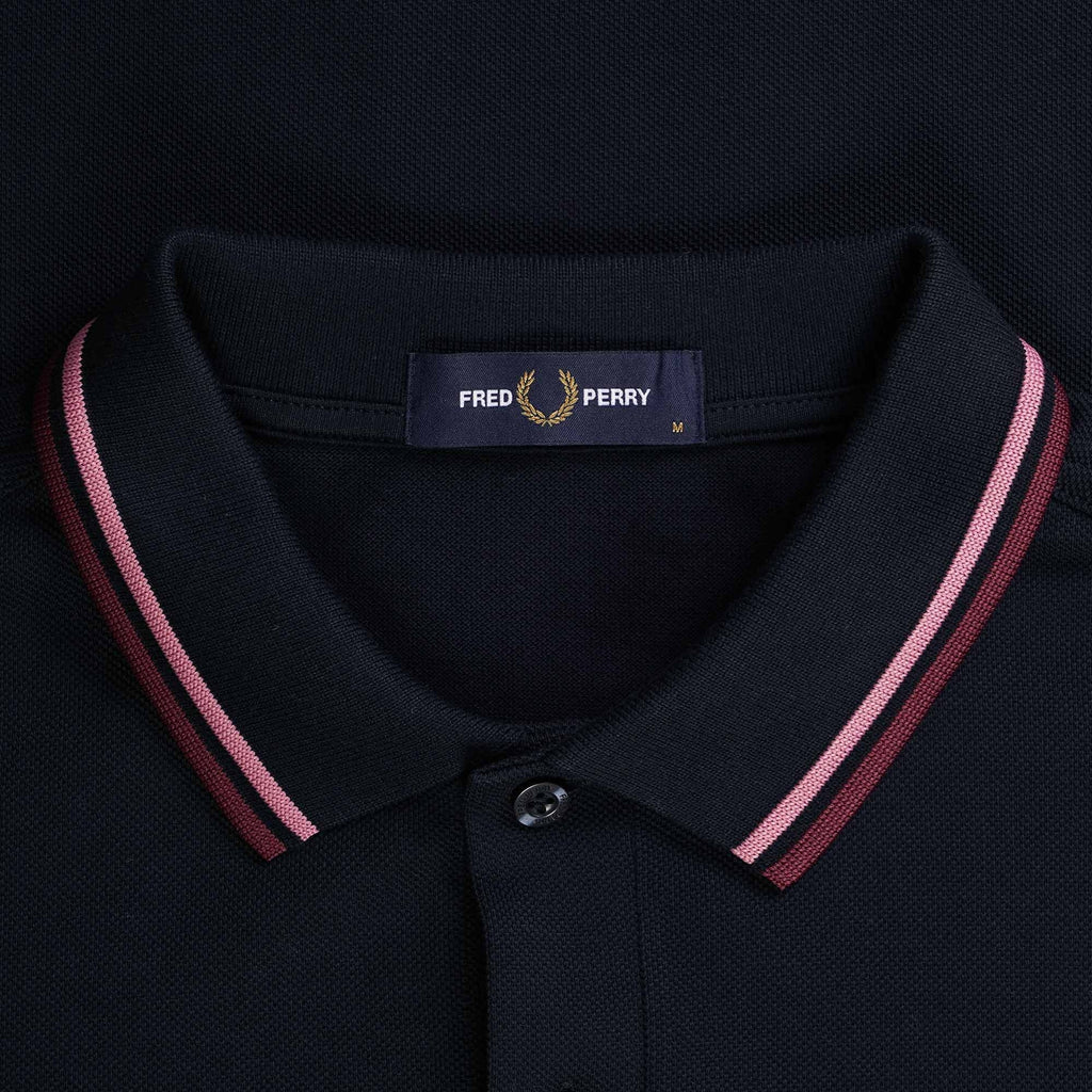 Fred Perry M3600 Twin Tipped Polo Shirt - Navy and Dusty Pink