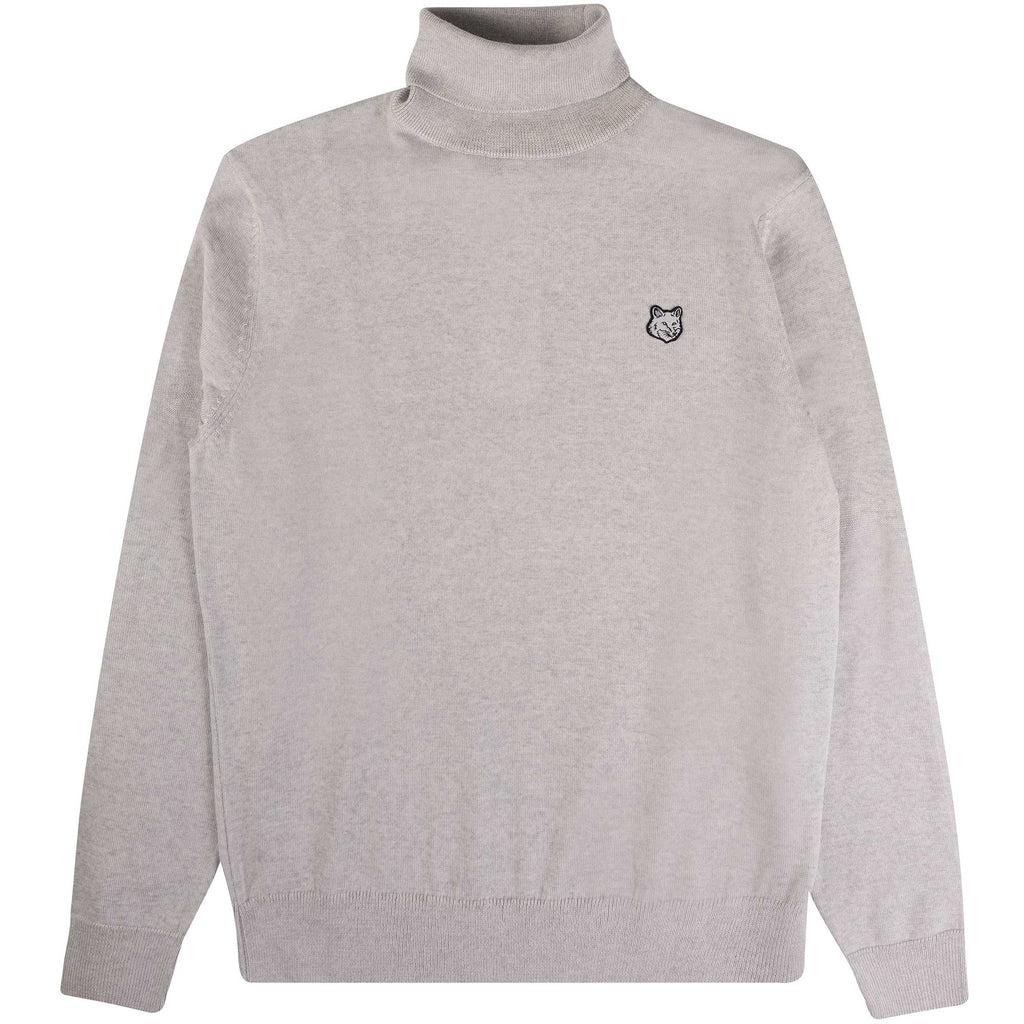 Maison Kitsune Bold Fox Head Patch Turtle Neck - Light Grey