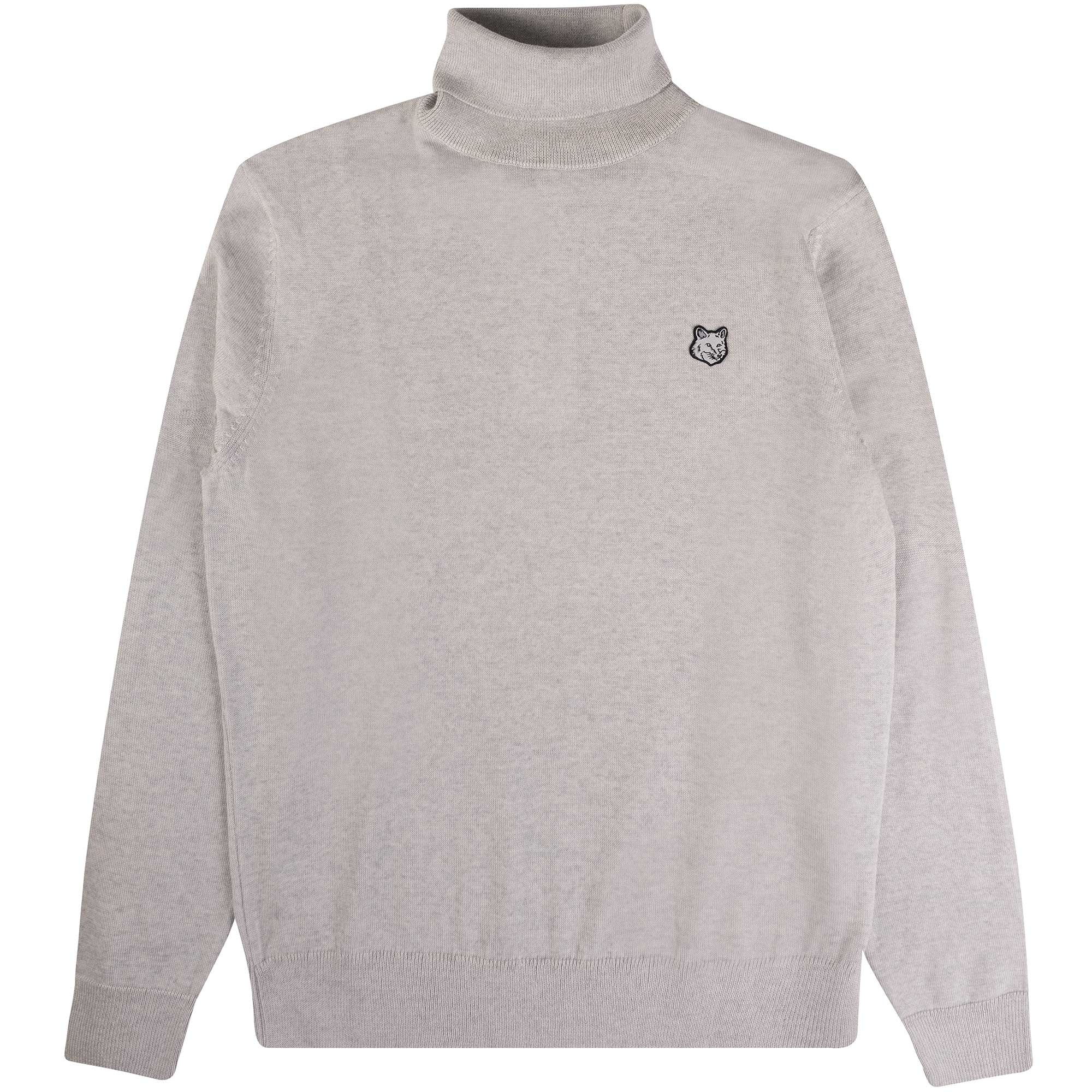 Maison Kitsune Bold Fox Head Patch Turtle Neck - Light Grey