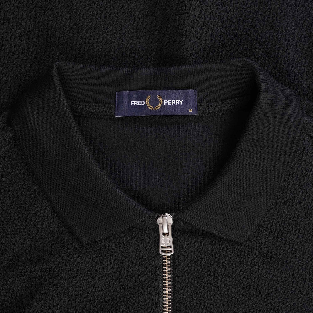 Fred Perry Textured Zip Neck Polo Shirt - Black