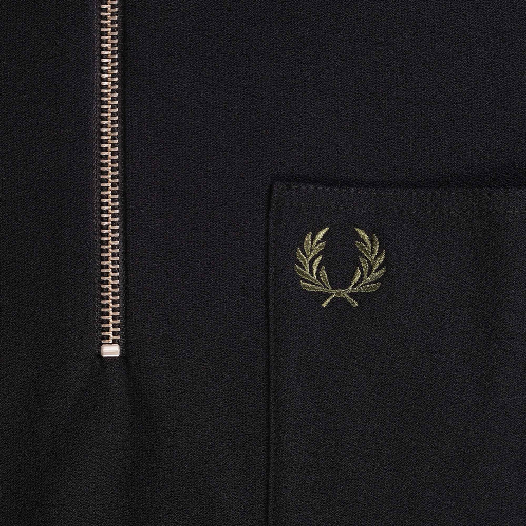 Fred Perry Textured Zip Neck Polo Shirt - Black