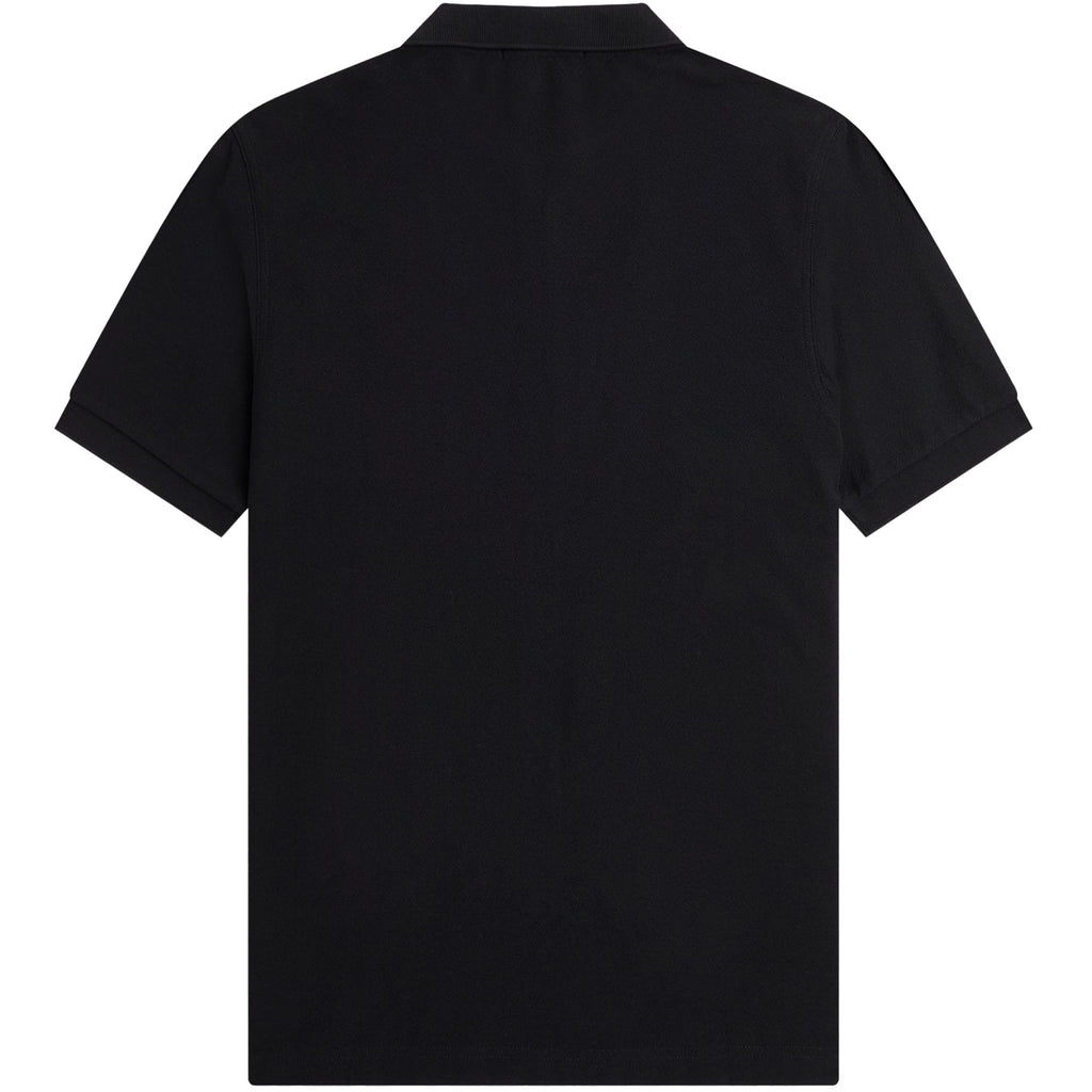 Fred Perry Textured Zip Neck Polo Shirt - Black