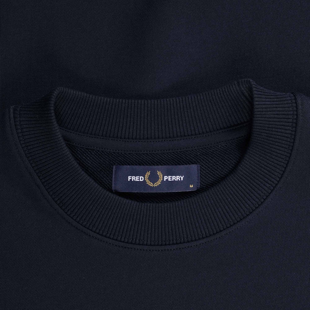 Fred Perry Crew Neck Sweatshirt - Navy and Caramel