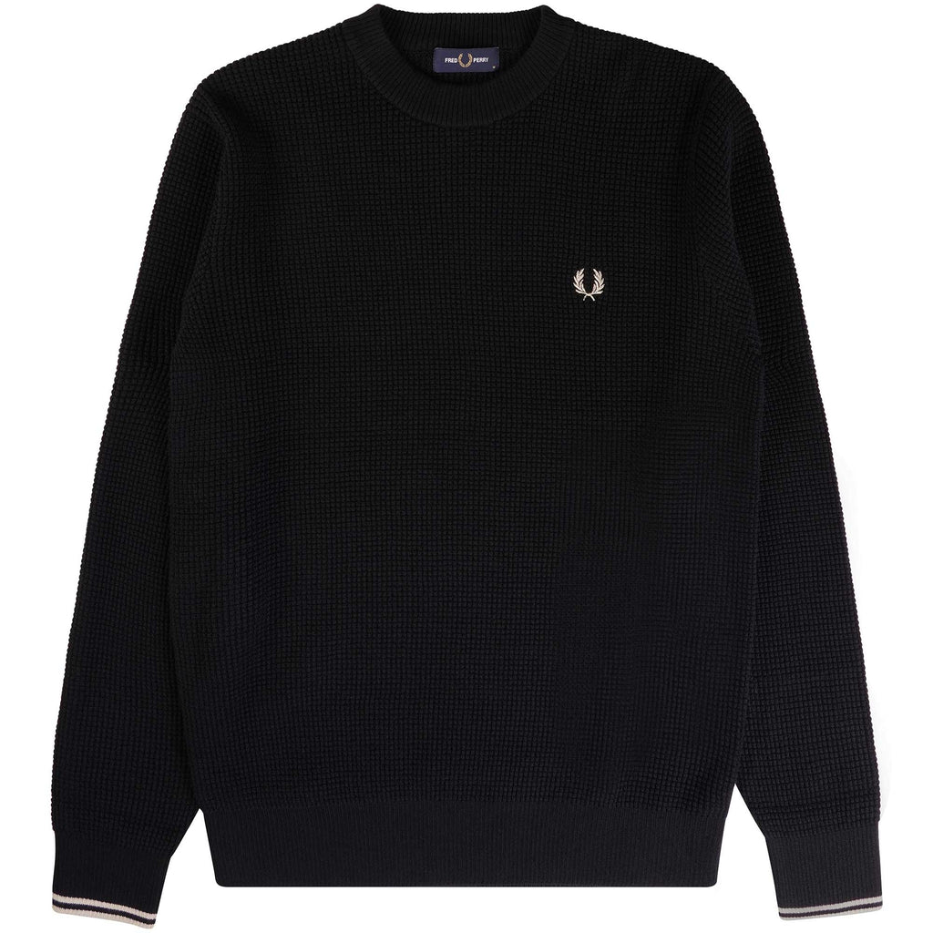 Fred Perry Waffle Jumper - Black
