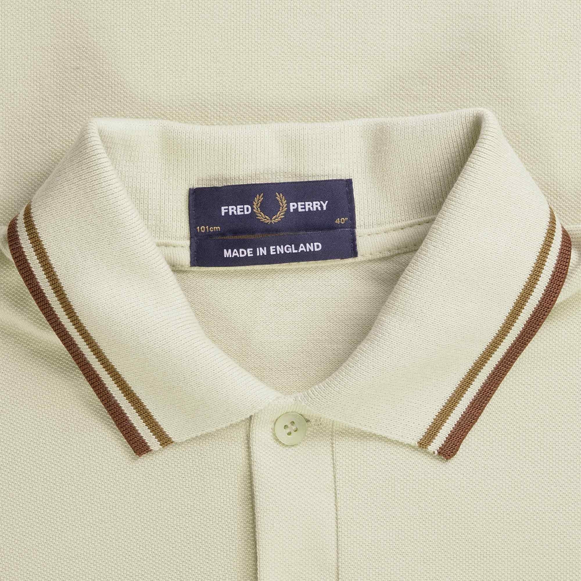 Fred Perry Reissues M12 Twin Tipped Polo - Oat and Dark Caramel