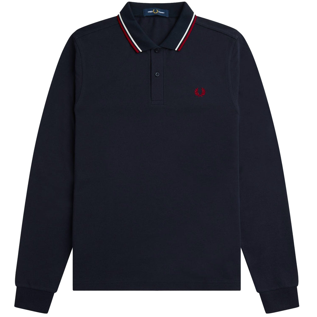 M3636 Long Sleeve Twin Tipped Polo Shirt - Navy