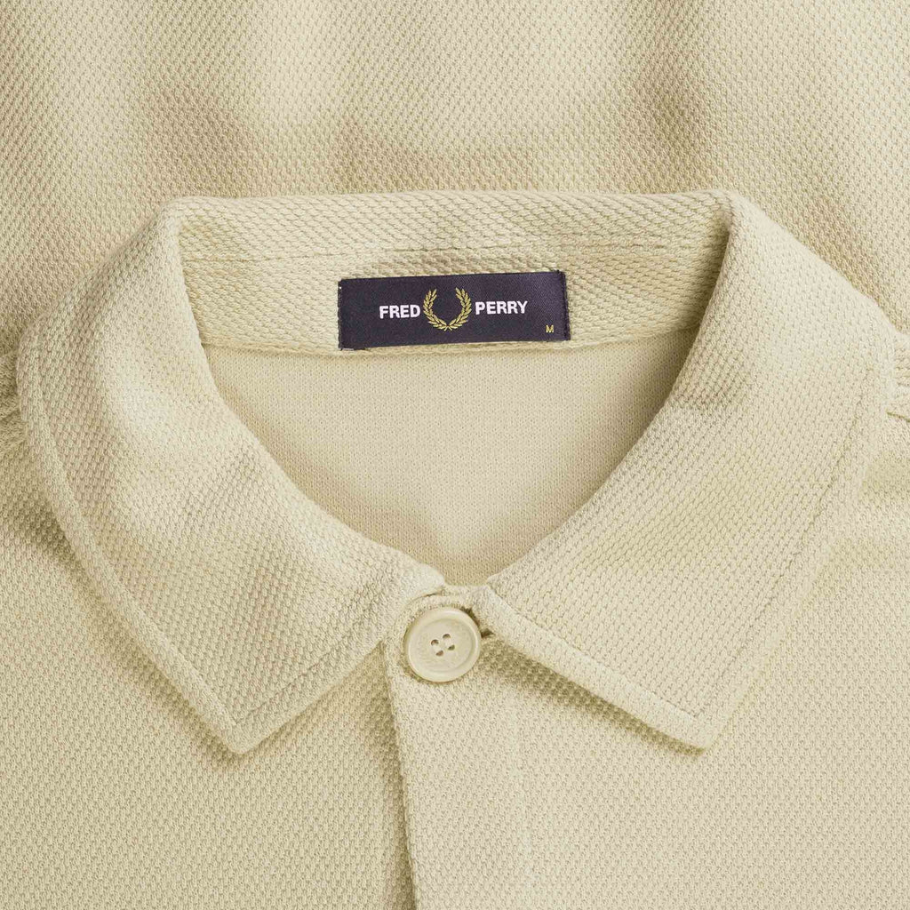 Fred Perry Button Through Long Sleeve Polo Shirt - Oatmeal