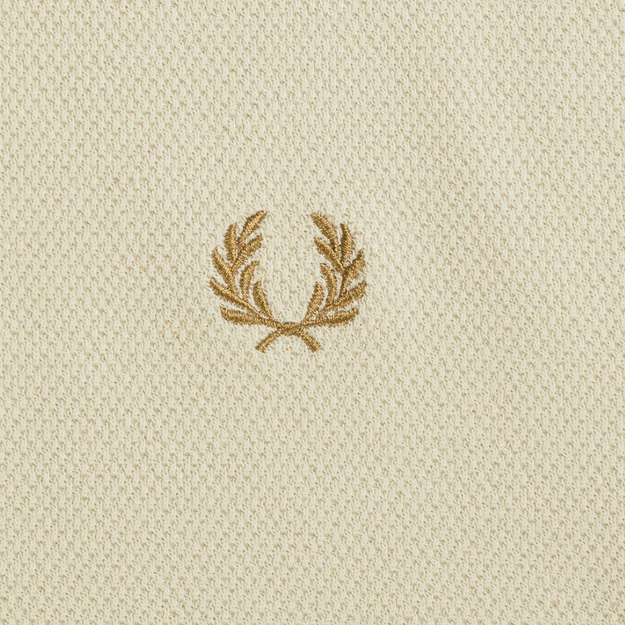 Fred Perry Button Through Long Sleeve Polo Shirt - Oatmeal