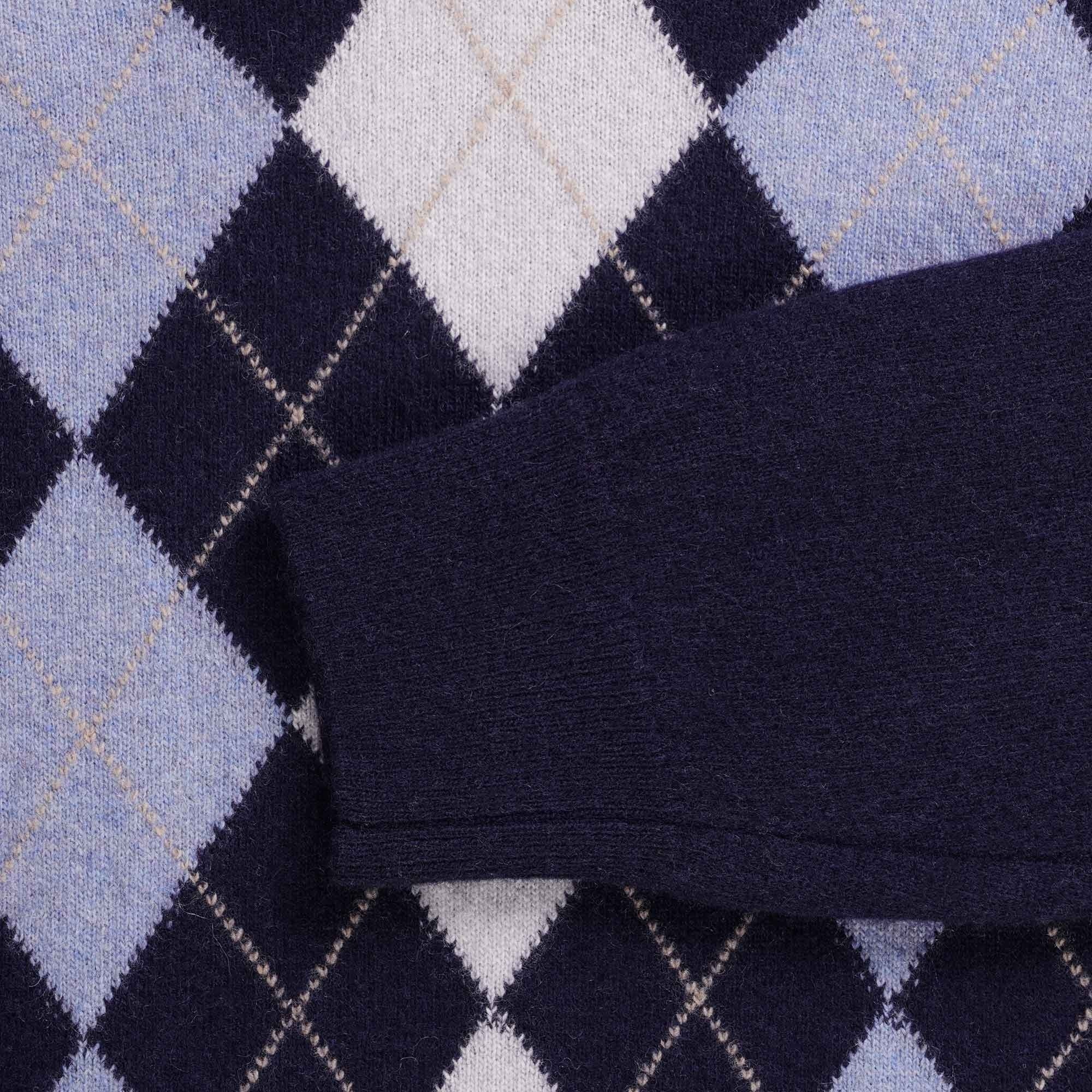 Pringle of Scotland V Neck Argyle Jumper - Navy – Stuarts London