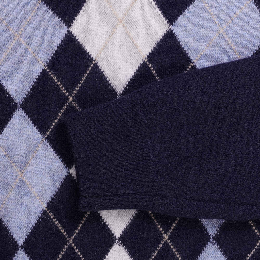 Pringle of Scotland V Neck Argyle Jumper - Navy