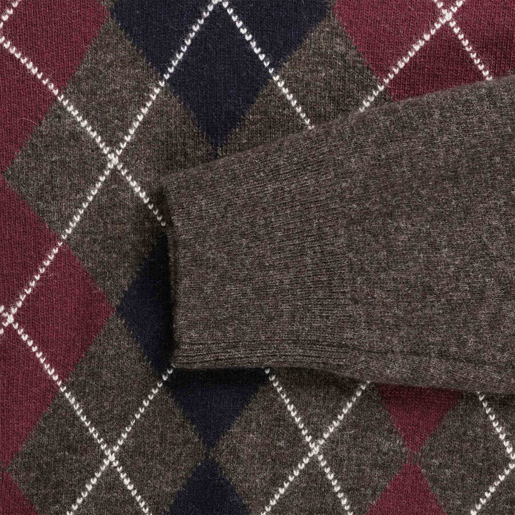 Pringle of Scotland V Neck Argyle Jumper - Dark Brown