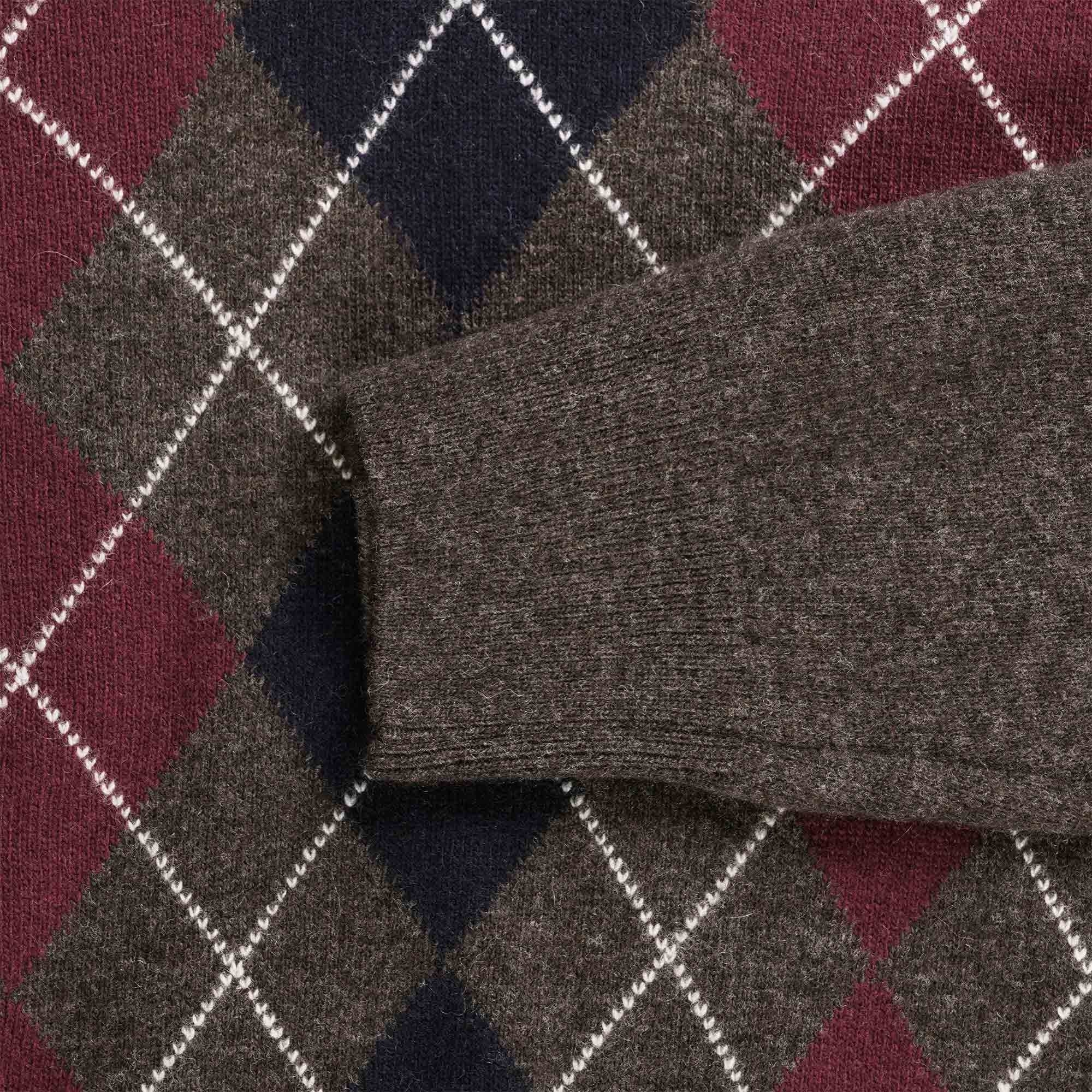 Pringle of Scotland V Neck Argyle Jumper - Dark Brown
